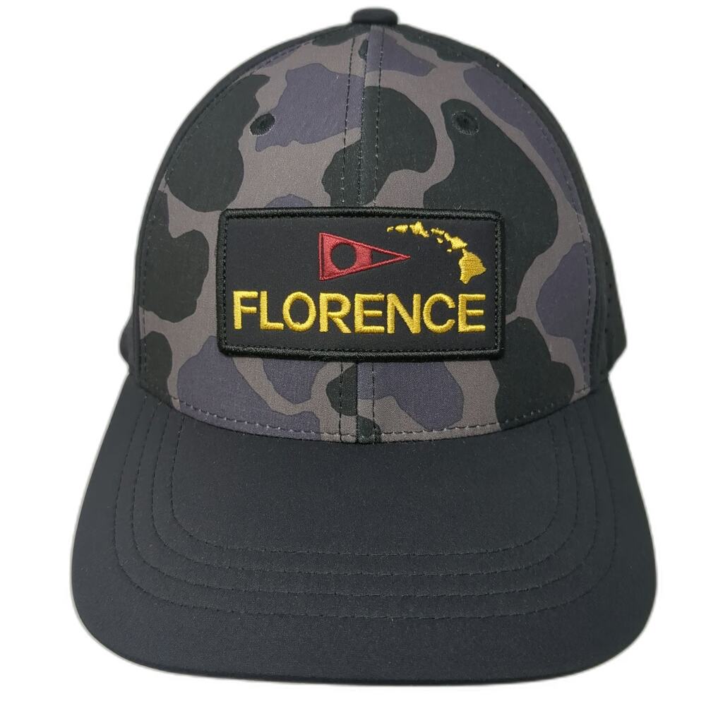 Florence Trucker Hat Black Gray One Size Camo Perforated Snapback Hawai'i